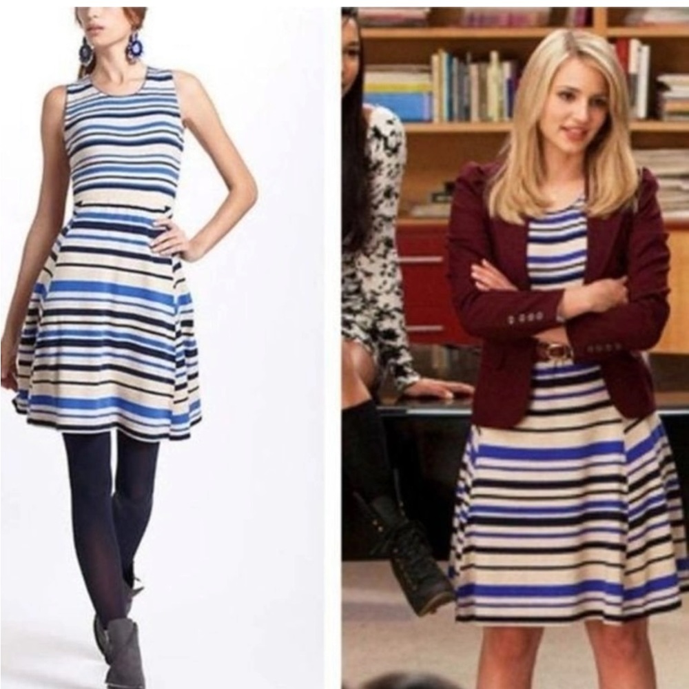 Anthropolgie Sparrow French Stripe Dress blue Small